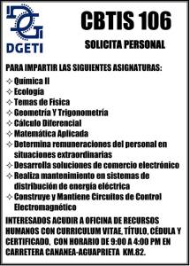 CBTIS SOLICITA PERSONAL