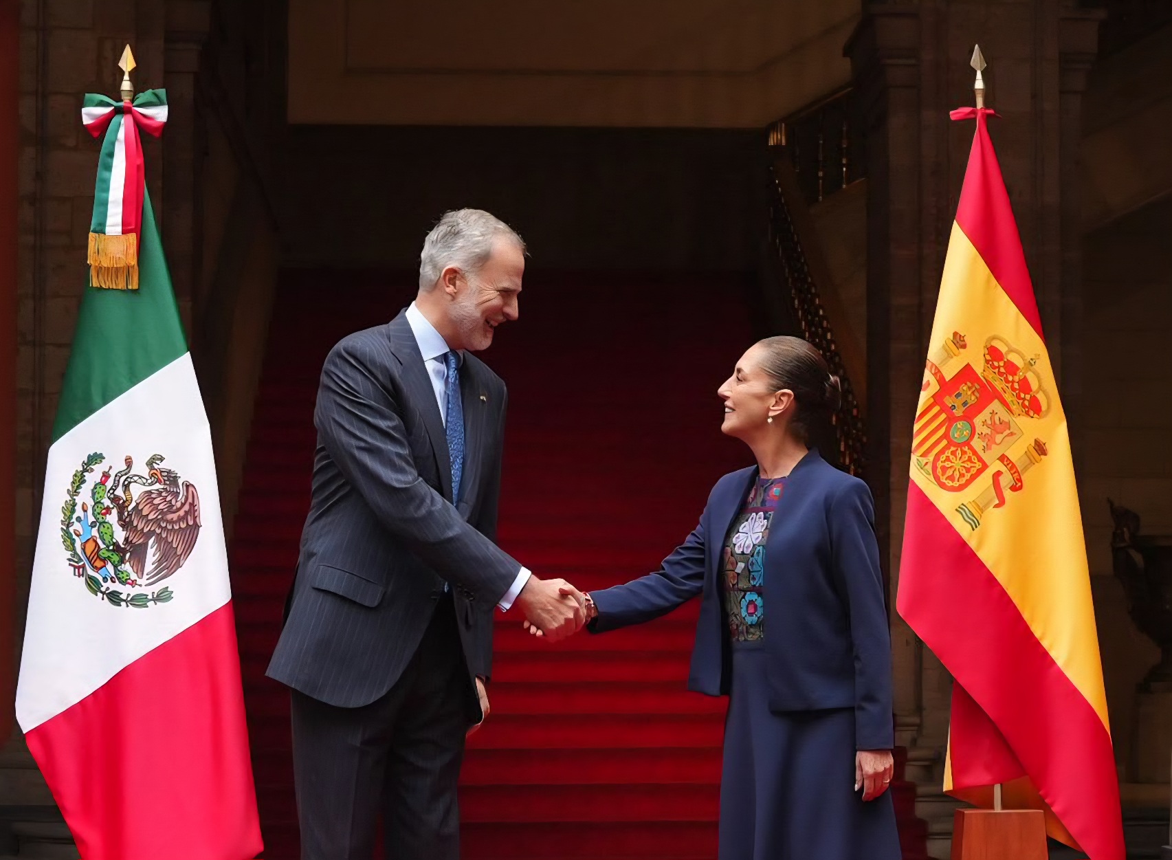 Presidenta Sheinbaum recibe en Palacio a Rey Felipe VI de España